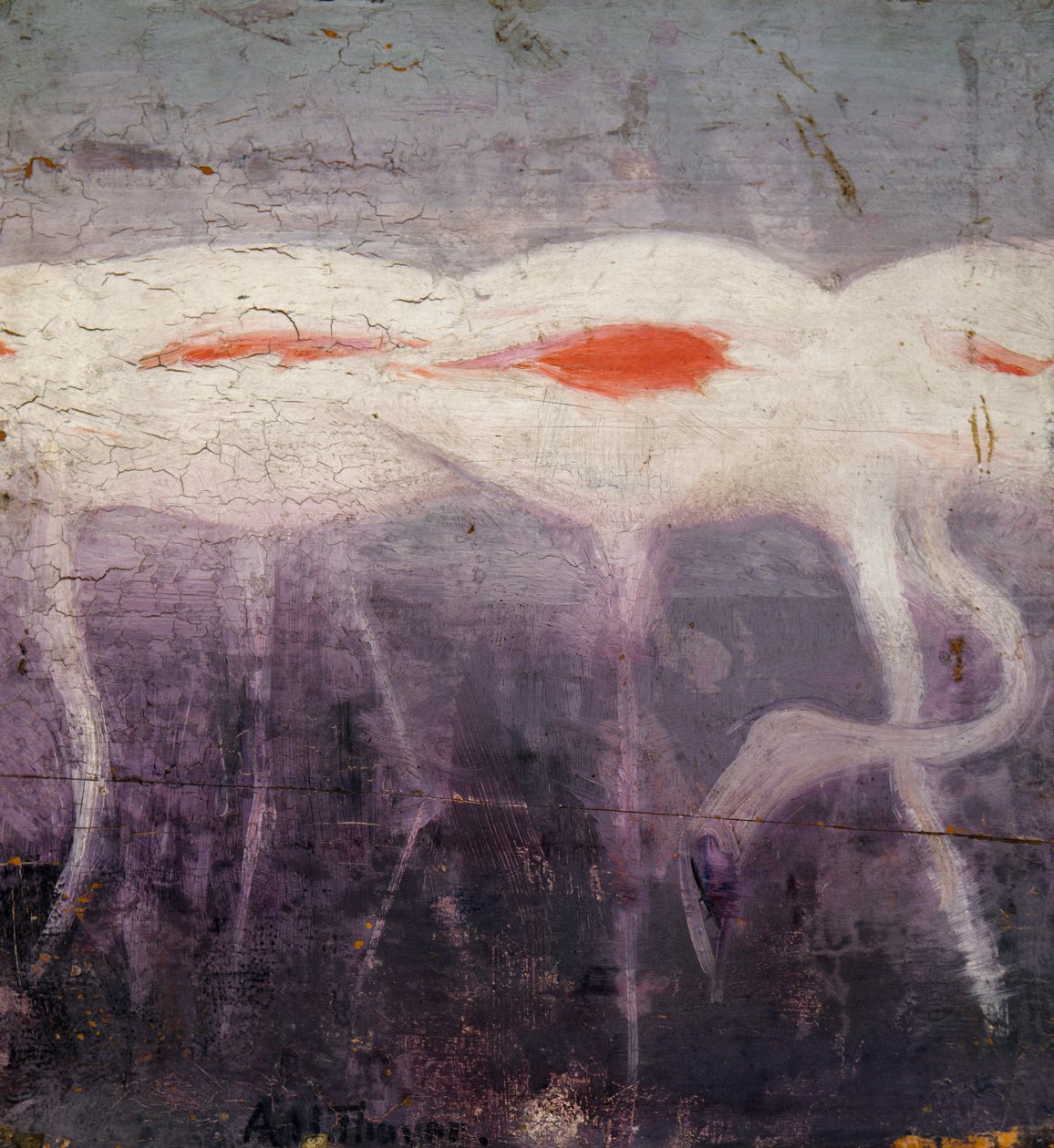 White Flamingoes, estudo para o livro Concealing Coloration in the Animal Kingdom, ca. 1905-1909. de Abbott Handerson Thayer