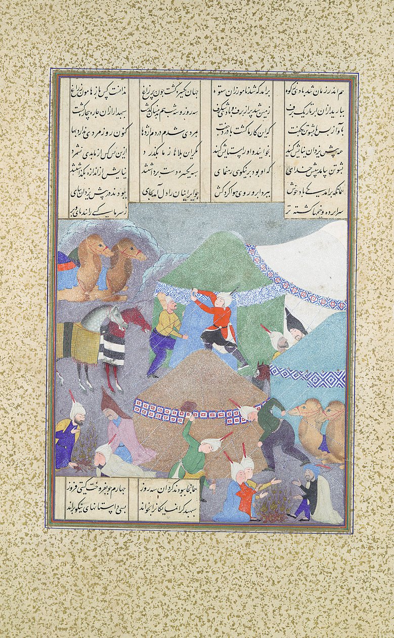 Sexto Curso de Isfandiyar: Ele vem através da neve, Folio 438r from the..., c. 1525-30. de 