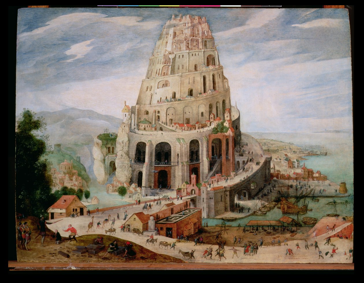 A Torre de Babel (painel) de Abel Grimmer or Grimer