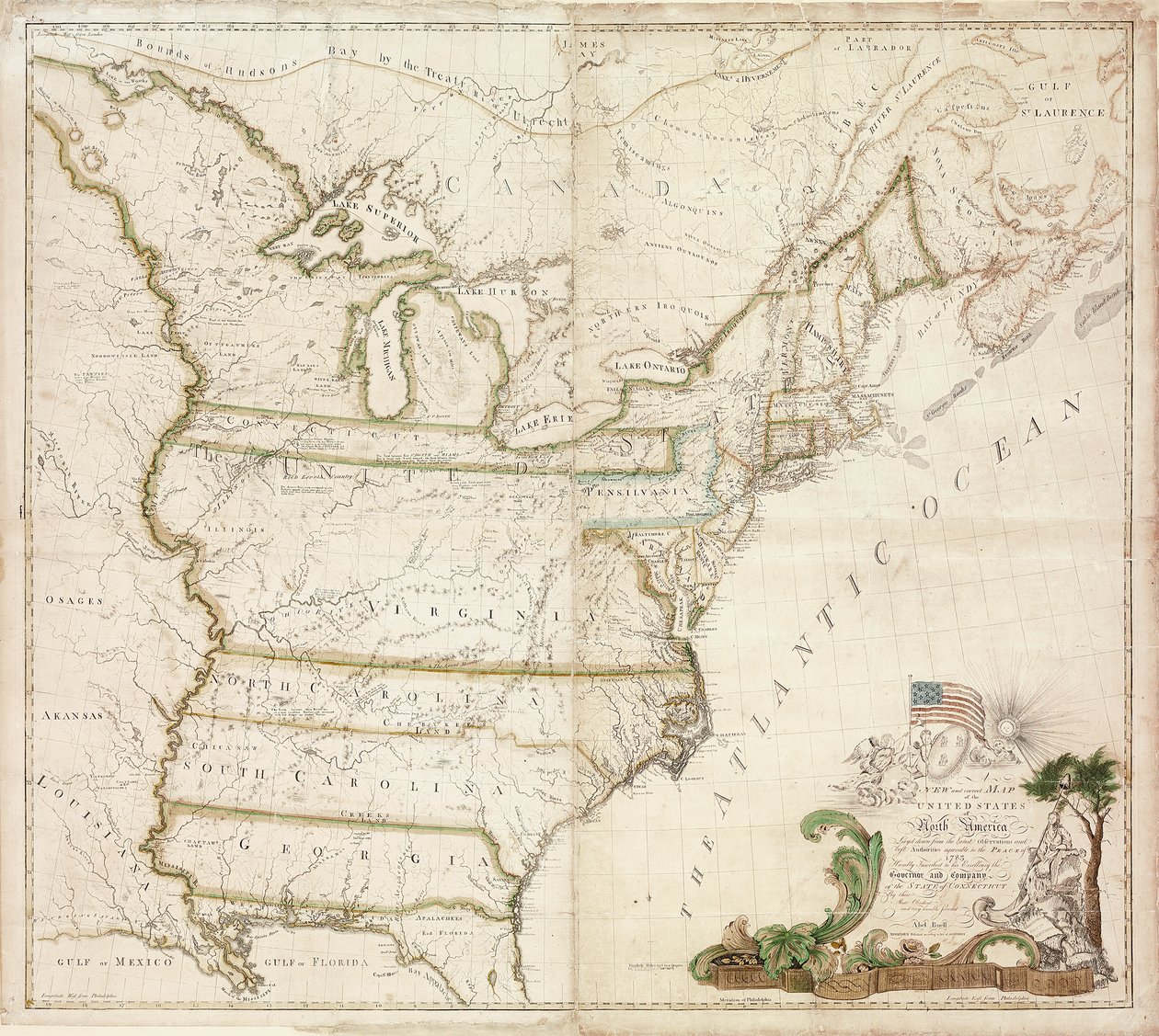 Primeiro mapa nacional da América, 1784 de Abel Buell
