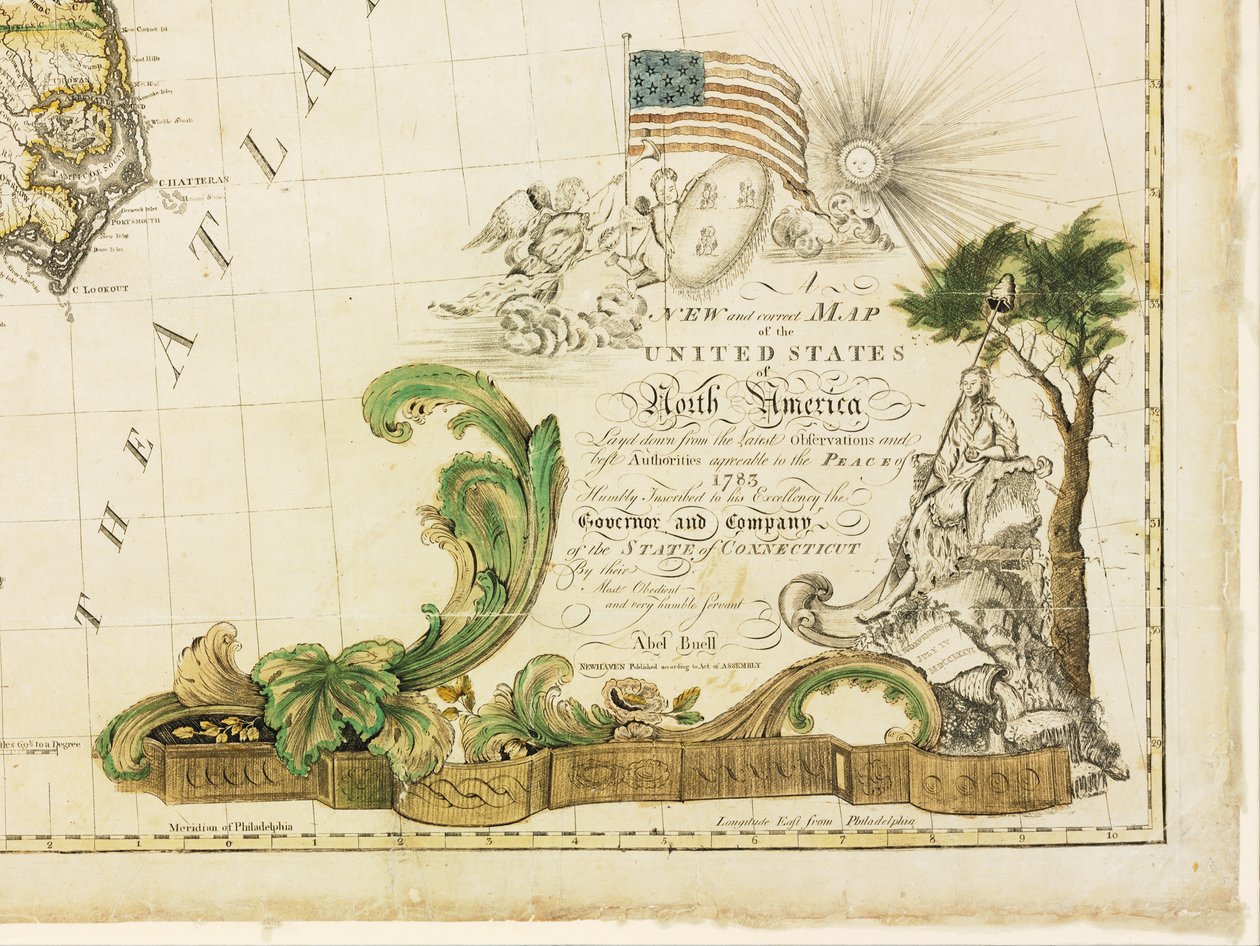 Primeiro mapa nacional da América, 1784 de Abel Buell