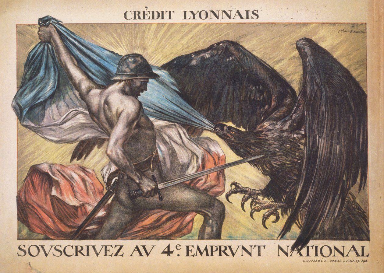 Crédito Lyonnais. Assine o 4º Empréstimo Nacional, 1918. de Abel Faivre