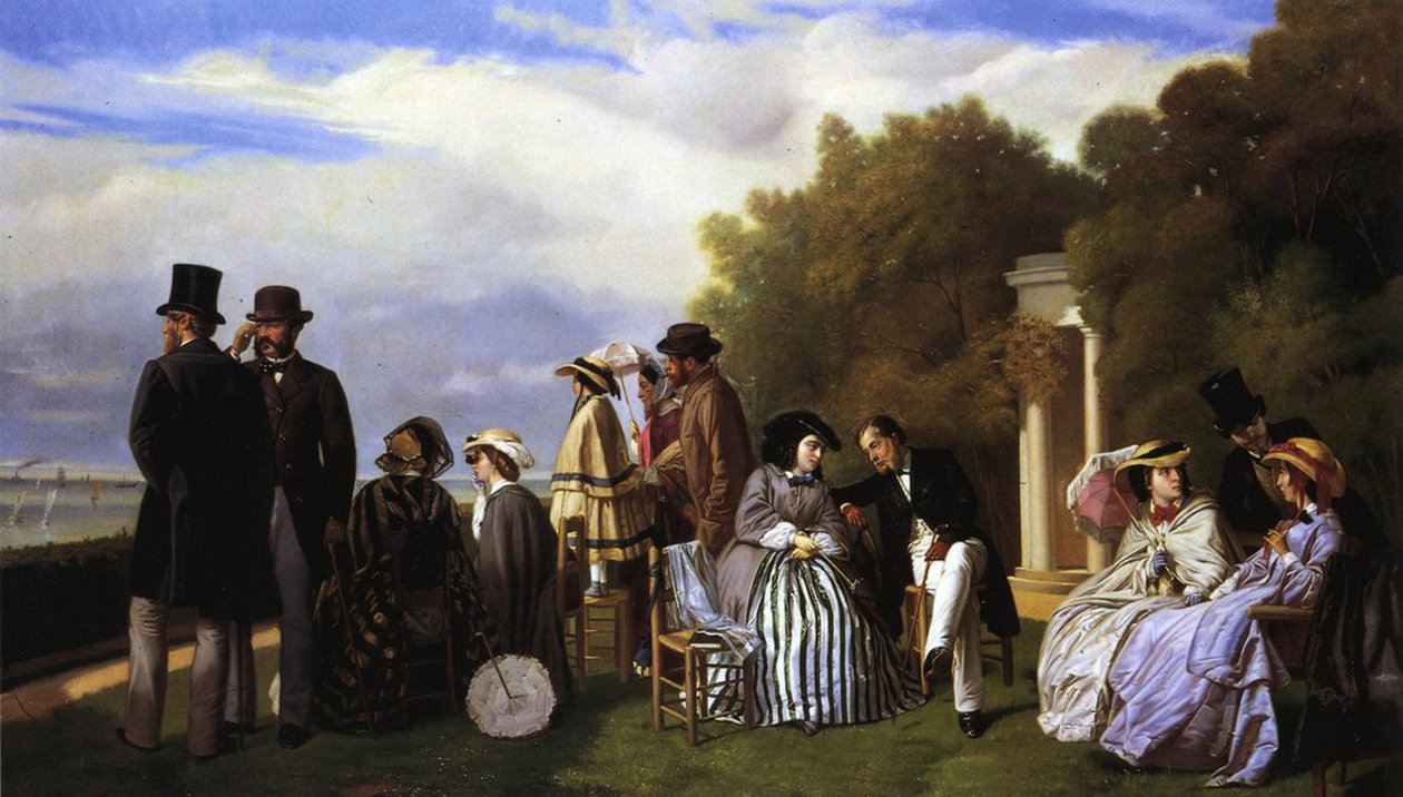 Imperatriz Eugenie e sua corte em Biarritz, 1861 de Abel de Pujol