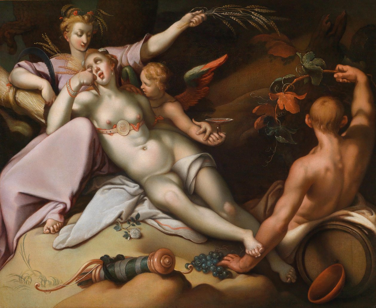 Sem vinho, Baco, Venus e Cenere de Abraham Bloemaert