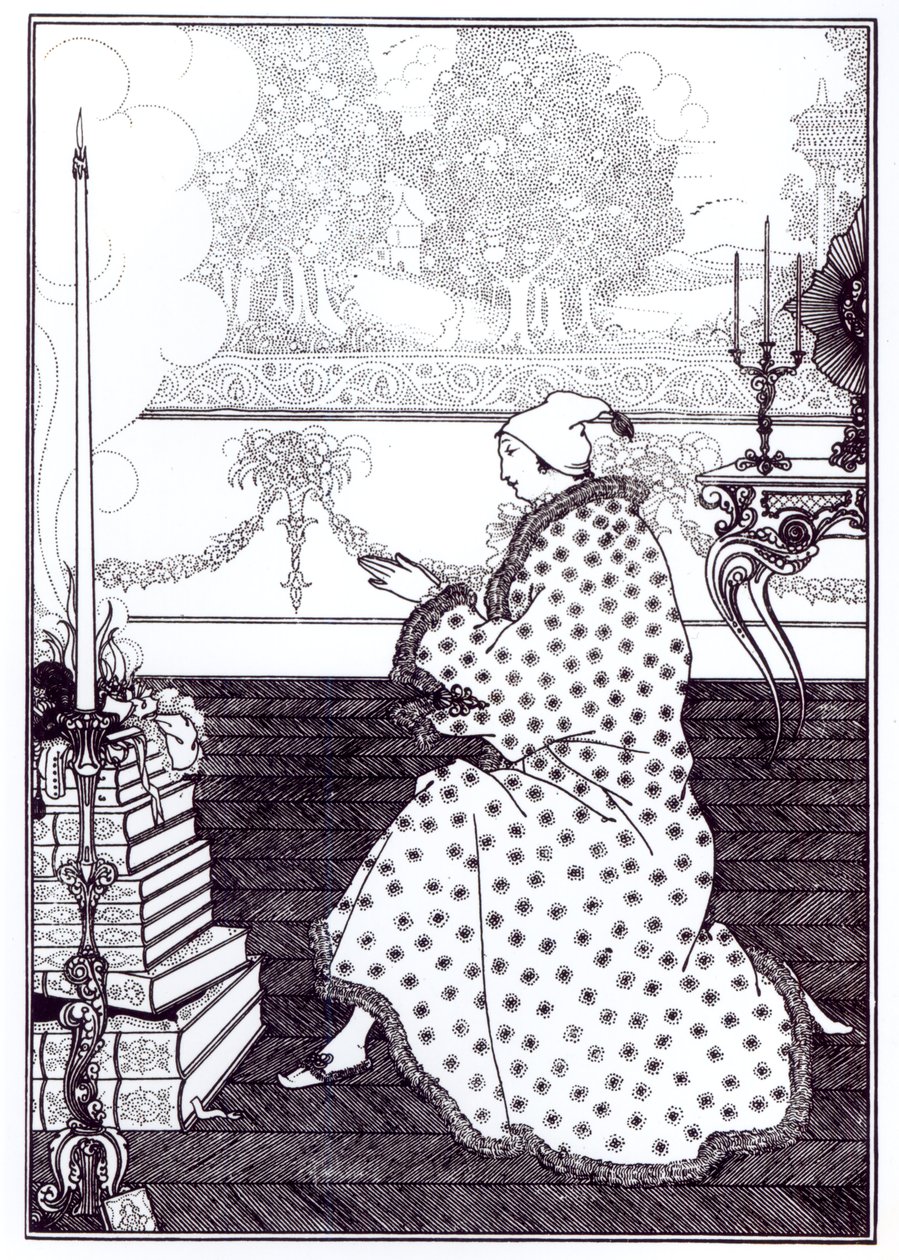 A Oração do Barão, de &39;The Rape of the Lock&39;, de Alexander Pope (1688-1744) litografia de Aubrey Beardsley (1872-1898) 1895-96 de Abraham Bosse