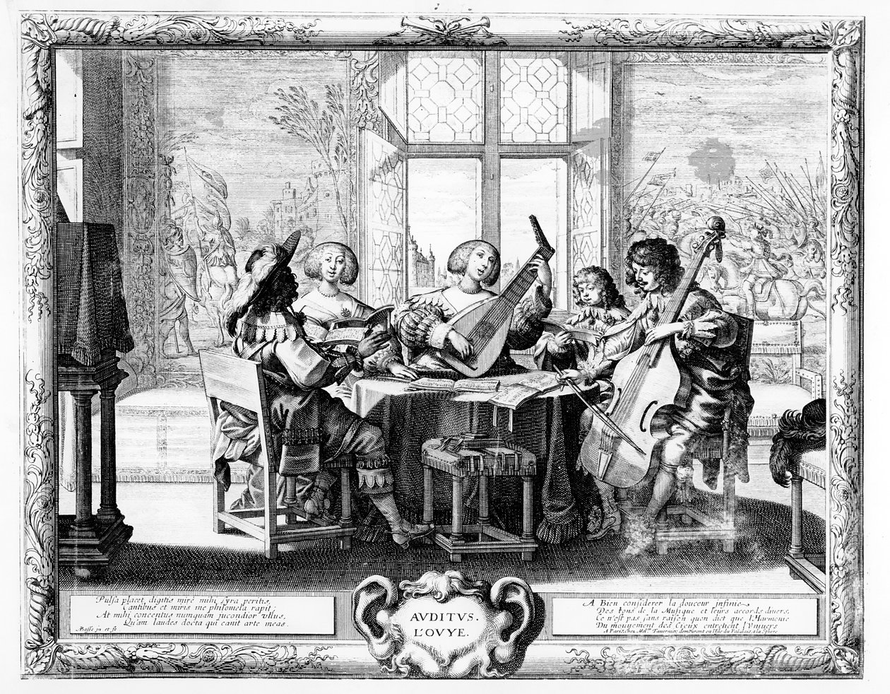 O conjunto de música com um alaúde de Abraham Bosse