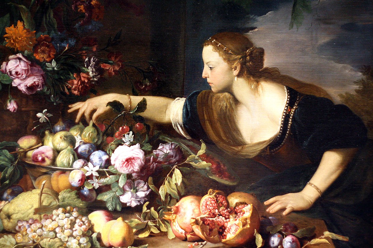 Mulher, levando, frutas de Abraham Brueghel