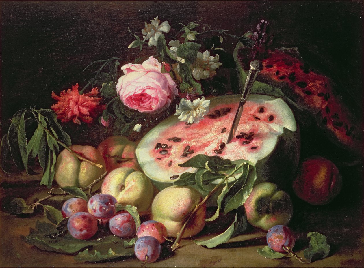 Ainda vida com uma melancia de Abraham Brueghel