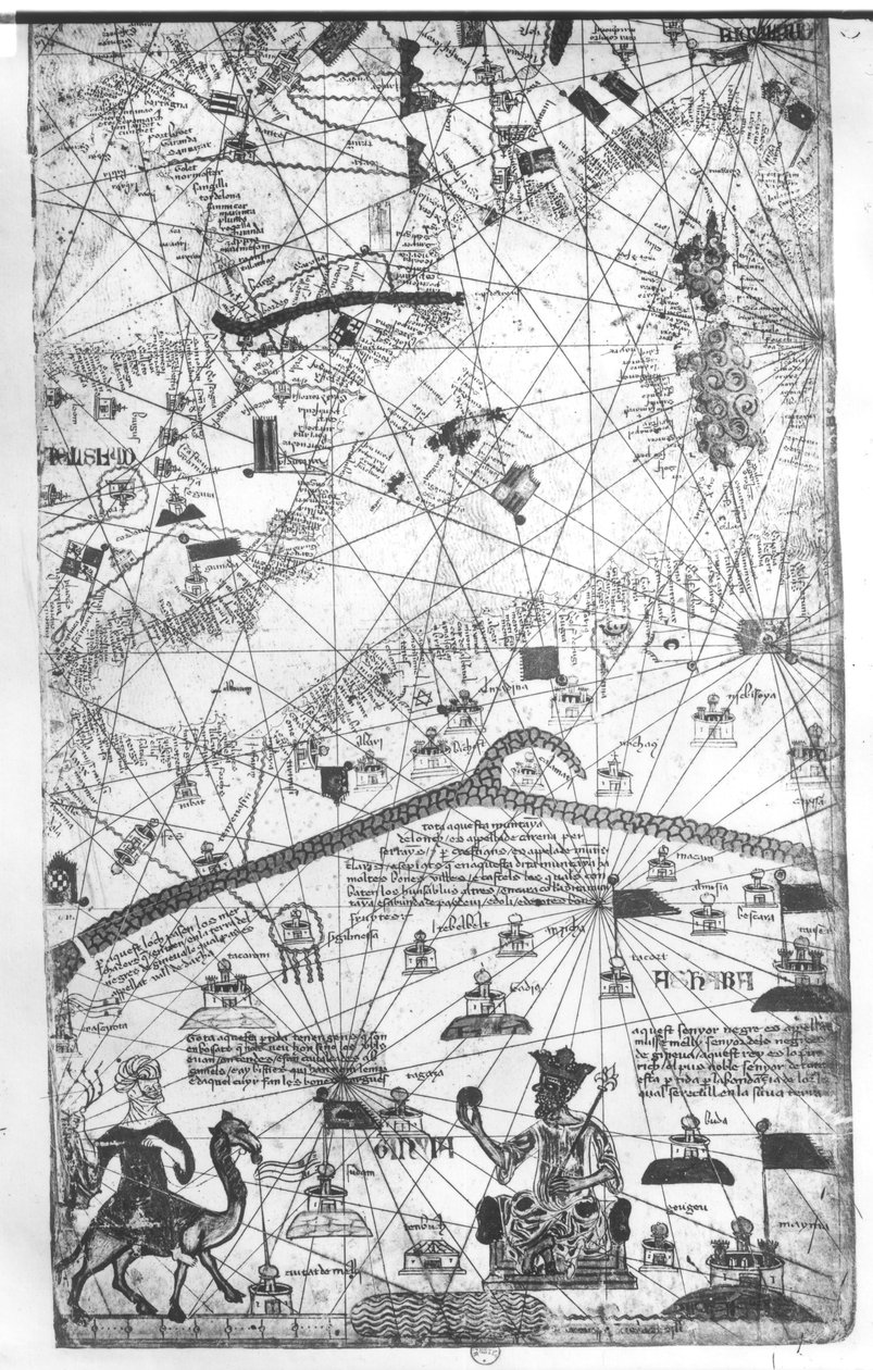 Detalhe do Atlas catalão, 1375 de Abraham Cresques