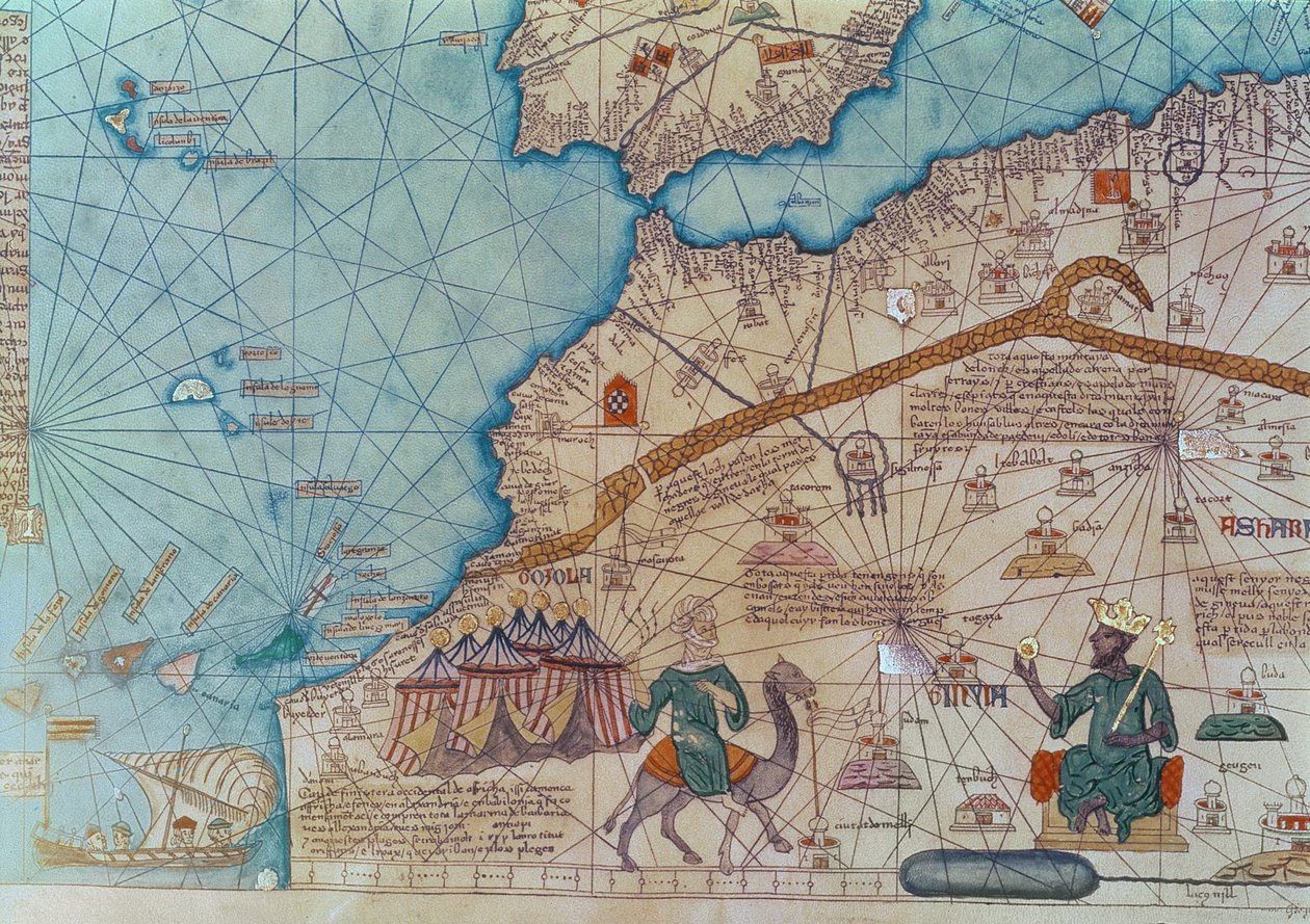 Detalhe do Atlas catalão, 1375 de Abraham Cresques