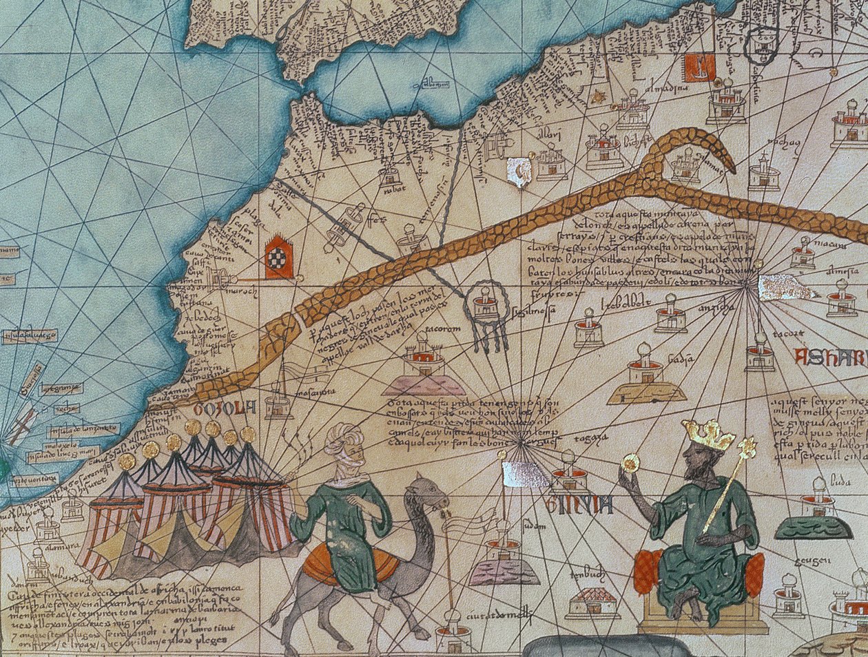 Detalhe do Atlas catalão, 1375 (pergaminho) (detalhe de 151844) de Abraham Cresques