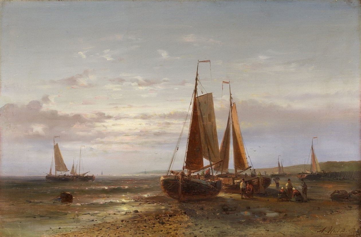 Paisagem costeira com navios à vela de Abraham Hulk