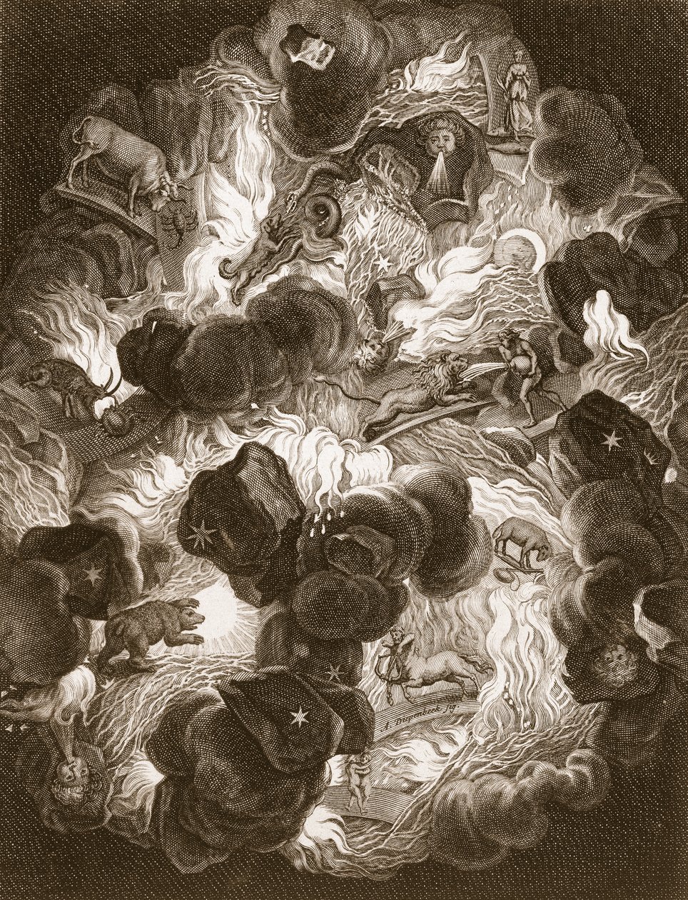 O Caos, gravado por Bernard Picart (1673-1733), 1731 de Abraham van Diepenbeeck