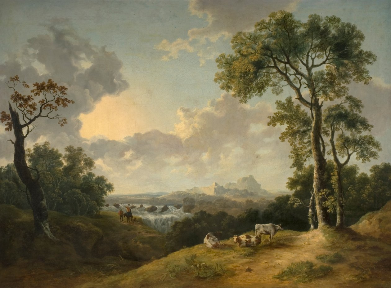 Paisagem com uma Cachoeira, 1783 de Abraham Pether