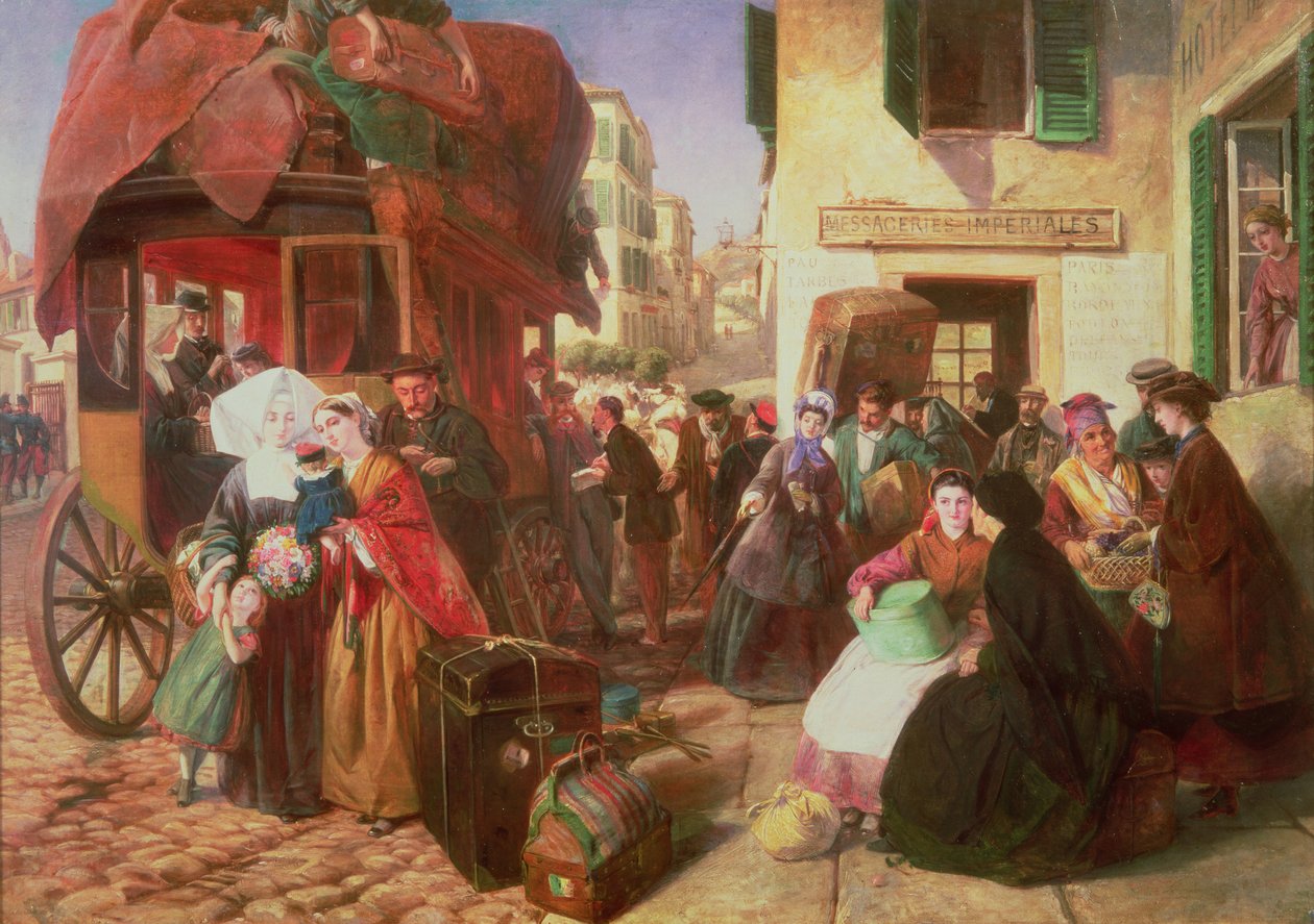 A partida de uma diligência de Biarritz, 1862 de Abraham Solomon