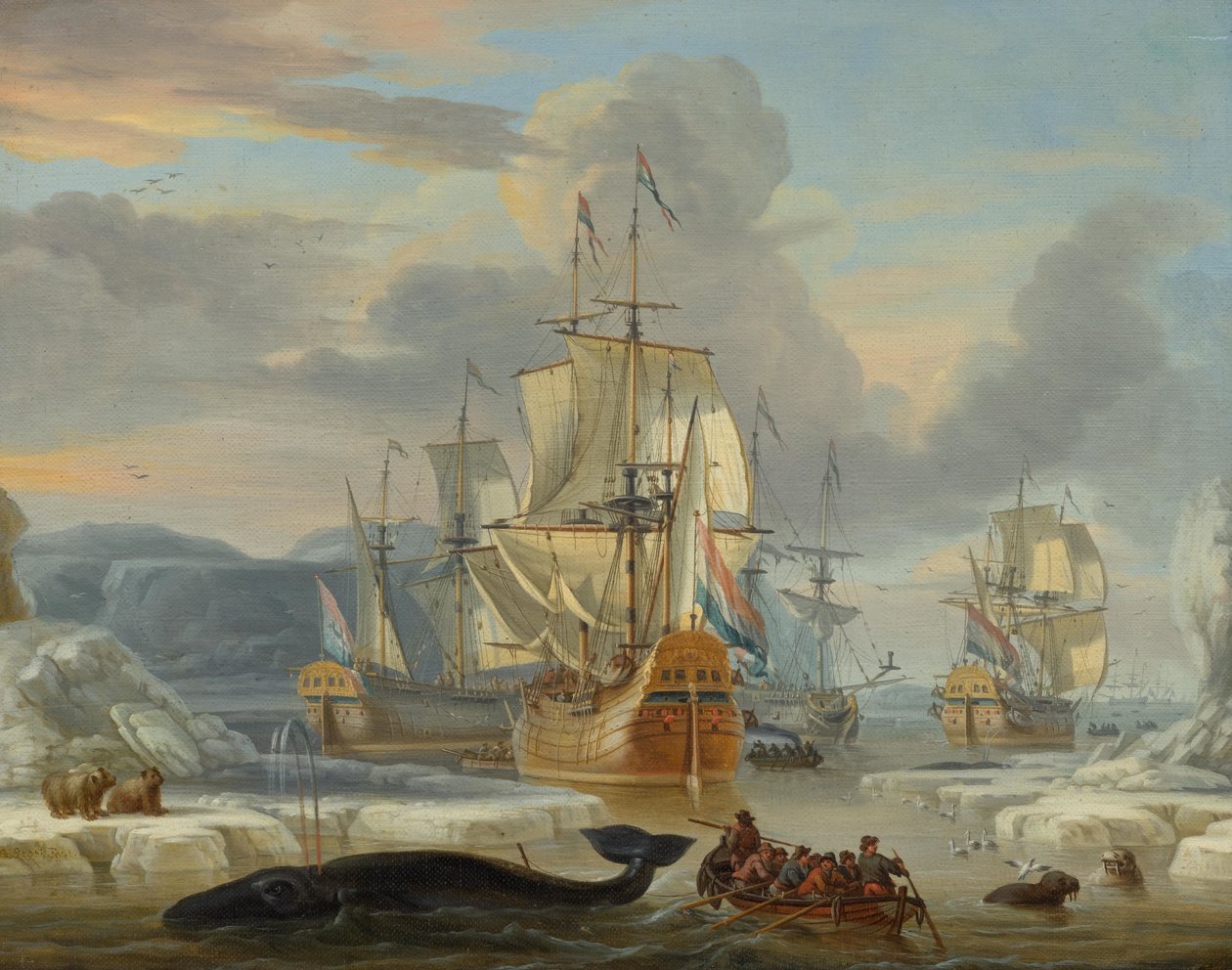 Baleeiros no mar Ártico de Abraham Storck