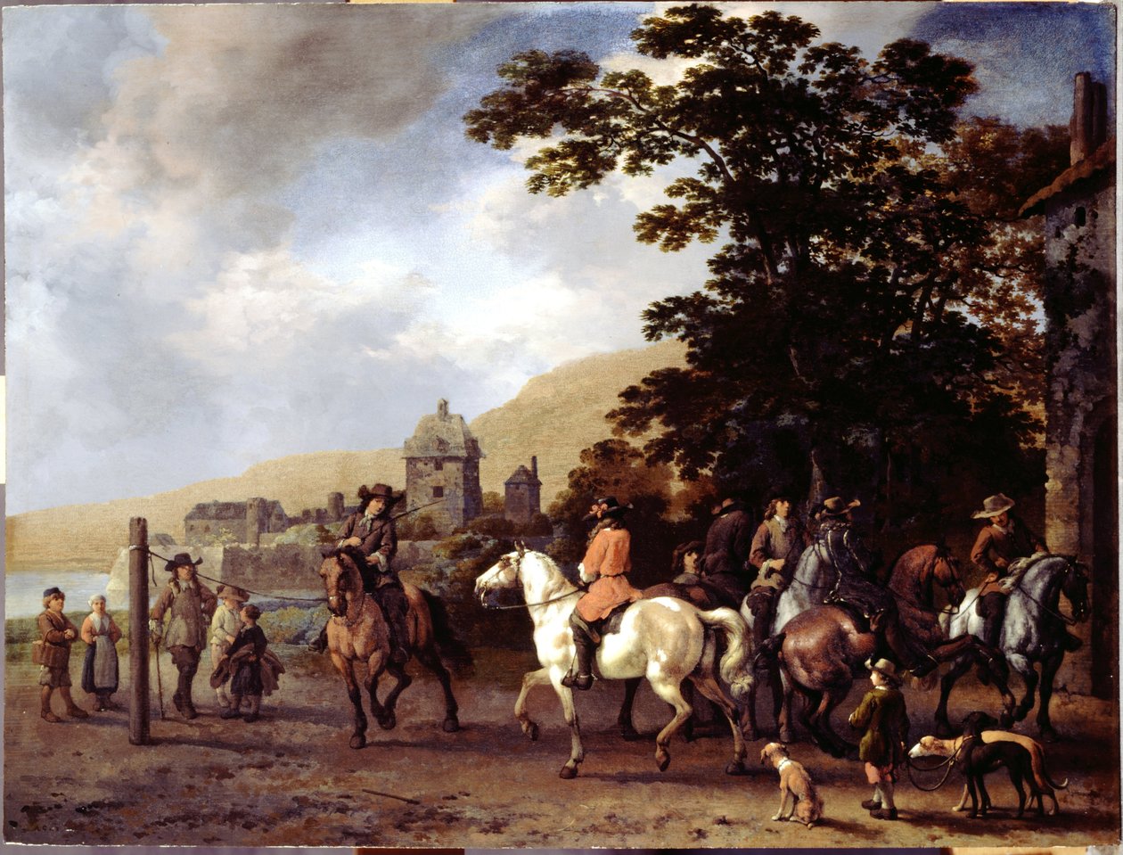 Uma escola de equitação ao ar livre de Abraham van Calraet