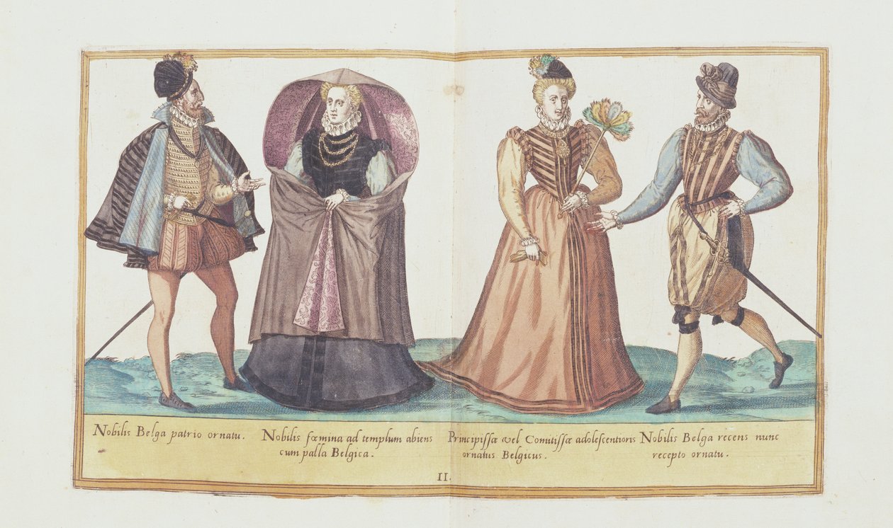 Trajes do século XVI de &39;Omnium Poene Gentium Imagines&39;, publicado em Colônia, 1577 (gravura colorida à mão) de Abraham de Bruyn