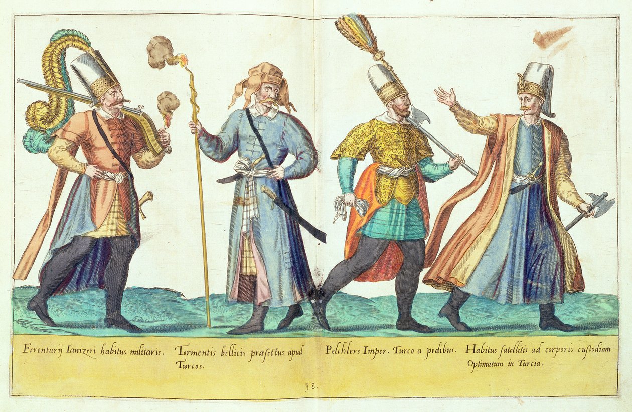 Trajes do século XVI de &39;Omnium Poene Gentium Imagines&39;, publicado em Colônia, 1577 (gravura colorida à mão) de Abraham de Bruyn