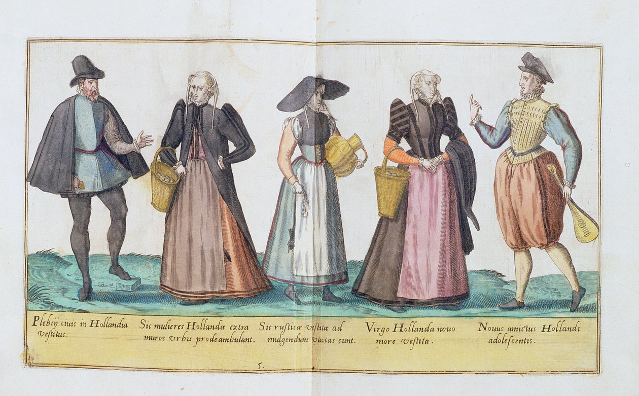 Trajes do século XVI de &39;Omnium Poene Gentium Imagines&39;, publicado em Colônia, 1577 (gravura colorida à mão) de Abraham de Bruyn