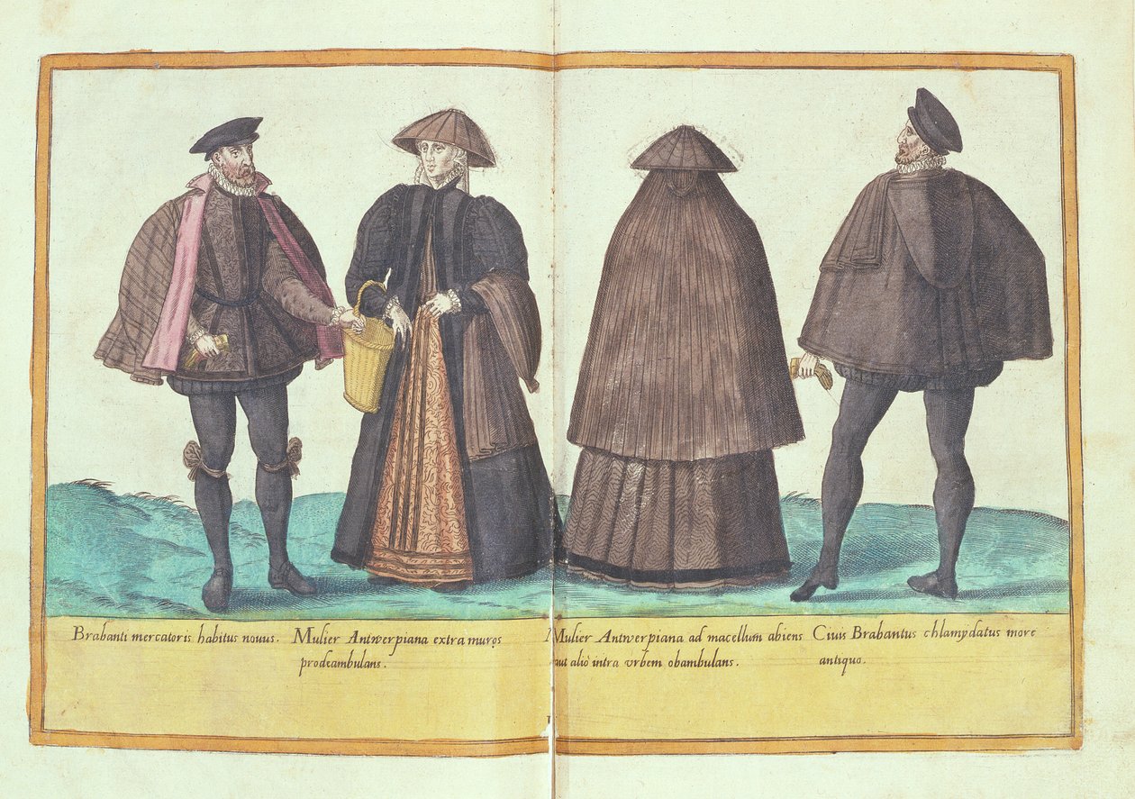 Trajes do século XVI de &39;Omnium Poene Gentium Imagines&39;, publicado em Colônia, 1577 (gravura colorida à mão) de Abraham de Bruyn