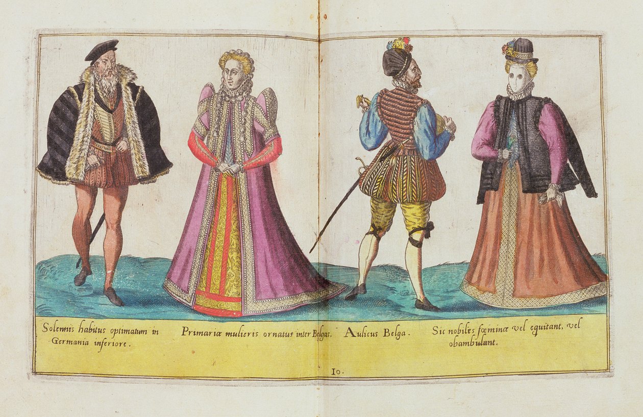 Trajes do século XVI de &39;Omnium Poene Gentium Imagines&39;, publicado em Colônia, 1577 (gravura colorida à mão) de Abraham de Bruyn