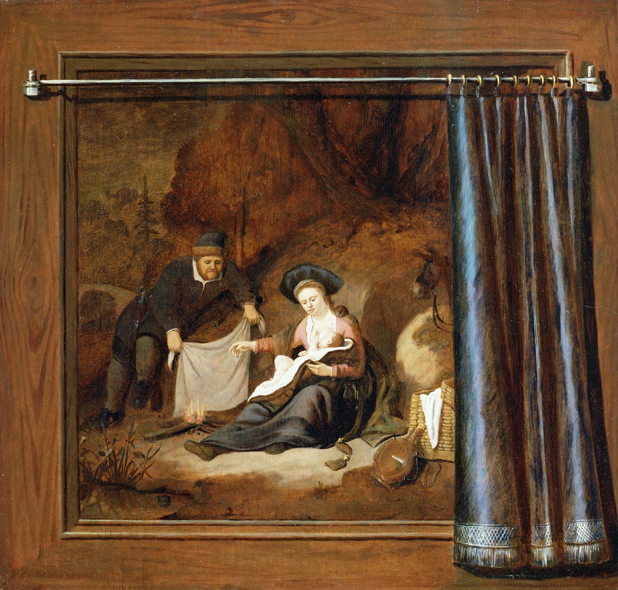 Um trompe l&39;oeil do resto da fuga para o Egito, século XVII de Abraham de Pape