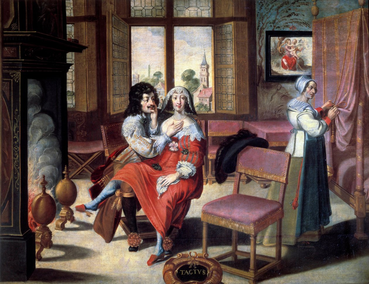 Os cinco sentidos: o toque Um casal a acariciar um ao outro. Pintura de Abraham Bosse (1602-1674) Século XVII. Tours, Museu de Belas Artes de Abraham (after) Bosse