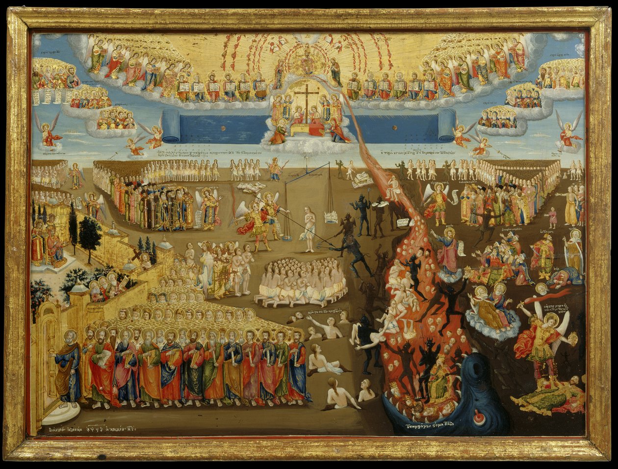 A segunda vinda, 1794 (ovo tempera e folha de ouro no painel) de Abraham Abraham