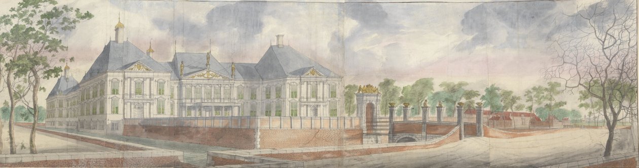 A Casa em Honselaersdijk e arredores, vista do outro lado do pátio de Abraham Beerstraten