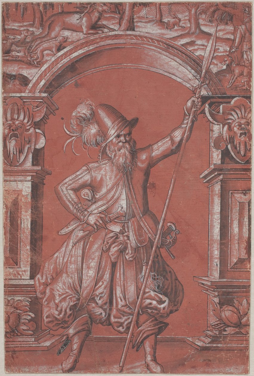 Um guarda suíço diante de um arco ornamental (reto) de Abraham Bickhart