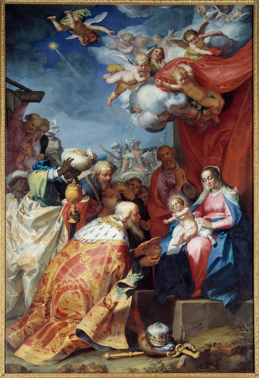 Adoração dos Magos. Pintura de Abraham Bloemaert (1564-1651) de Abraham Bloemaert