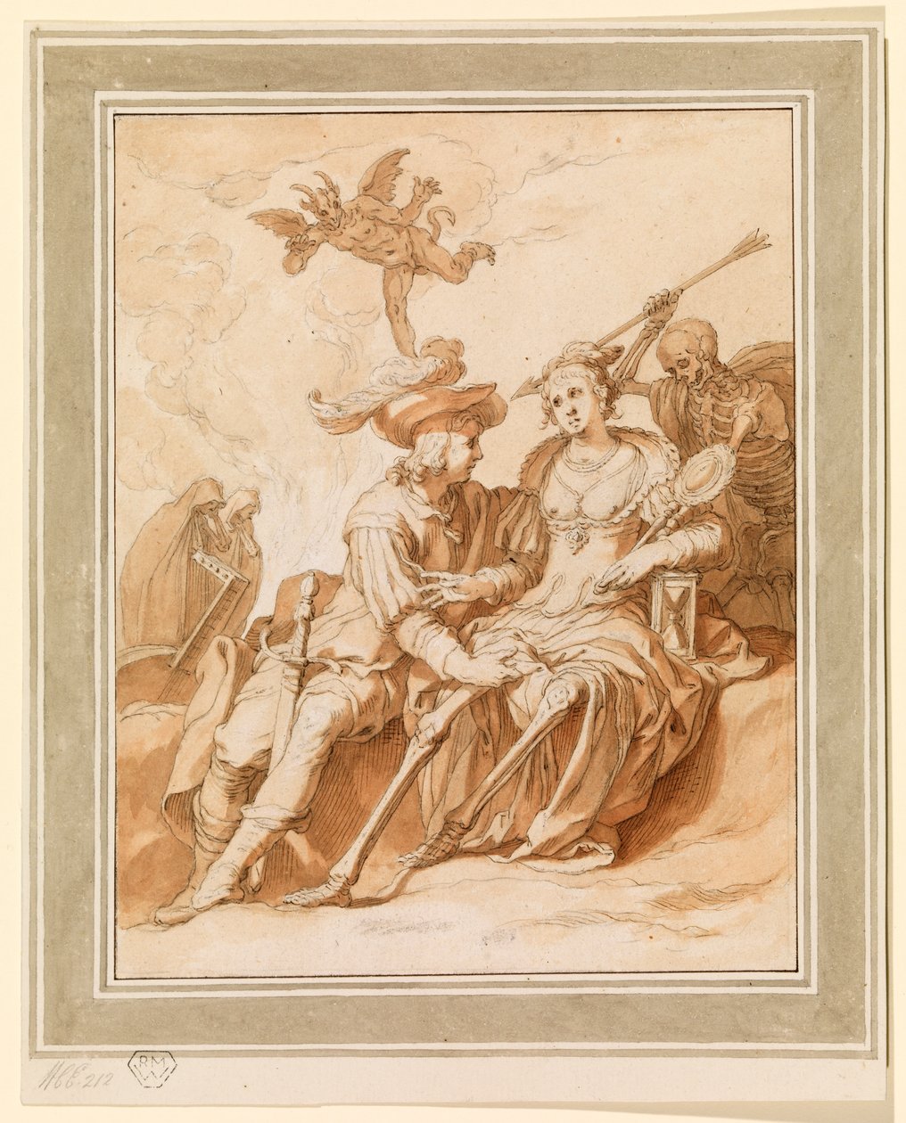 Morte e os amantes - alegoria de "Vanitas", 1620 - 1630, cerca de de Abraham Bloemaert