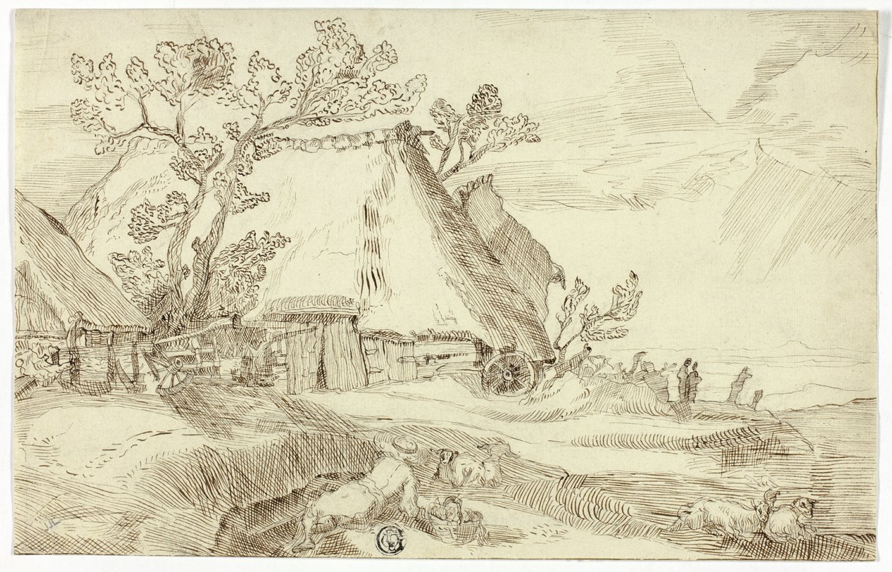 Quinta sob telhados de colmo de Abraham Bloemaert