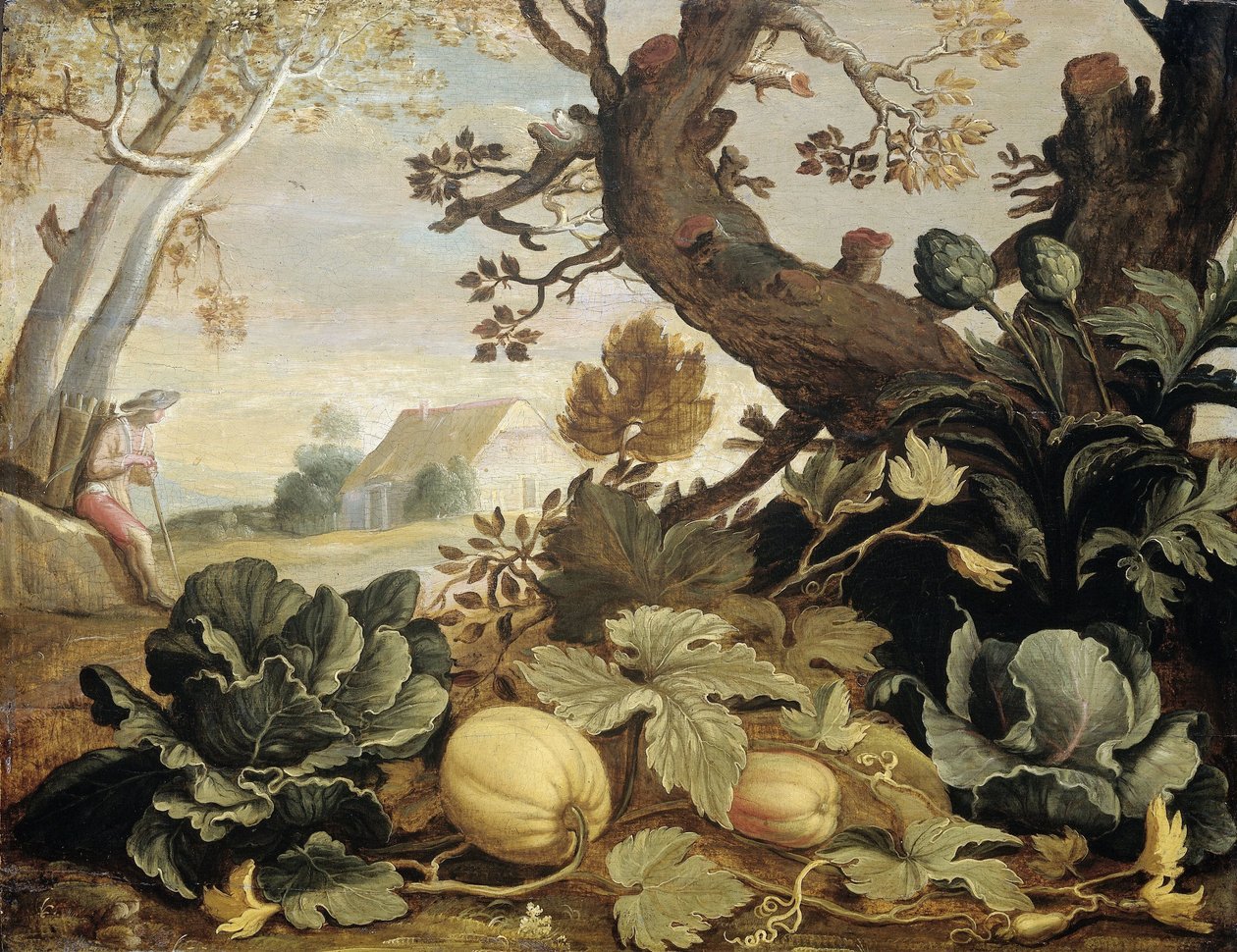 Paisagem com Frutas e Vegetais em primeiro plano de Abraham Bloemaert