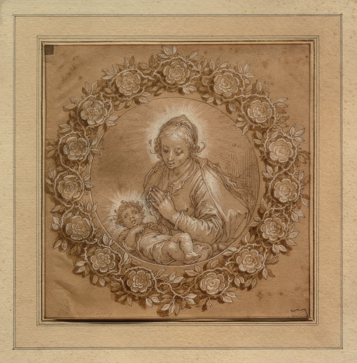 A Madonna com o Menino Jesus num Tondo de Abraham Bloemaert