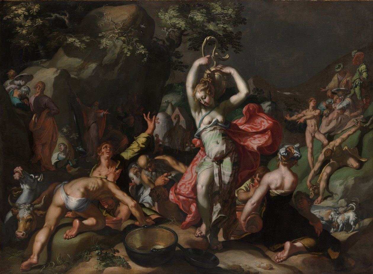 Moisés batendo na rocha de Abraham Bloemaert
