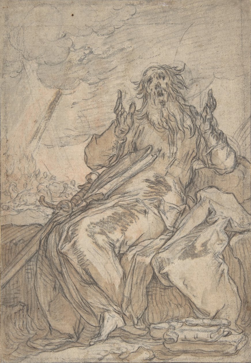 São Paulo Sentado, com sua conversão ao fundo, final do século XVI a meados do século XVII. de Abraham Bloemaert