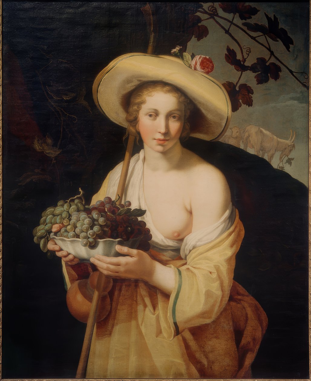 Pastorinha com uvas de Abraham Bloemaert