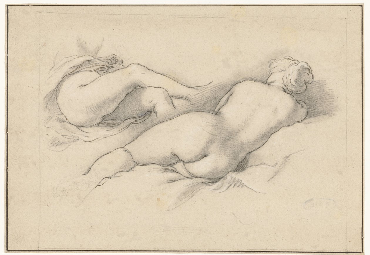 Estudos de uma Fêmea Nua Reclinada de Abraham Bloemaert