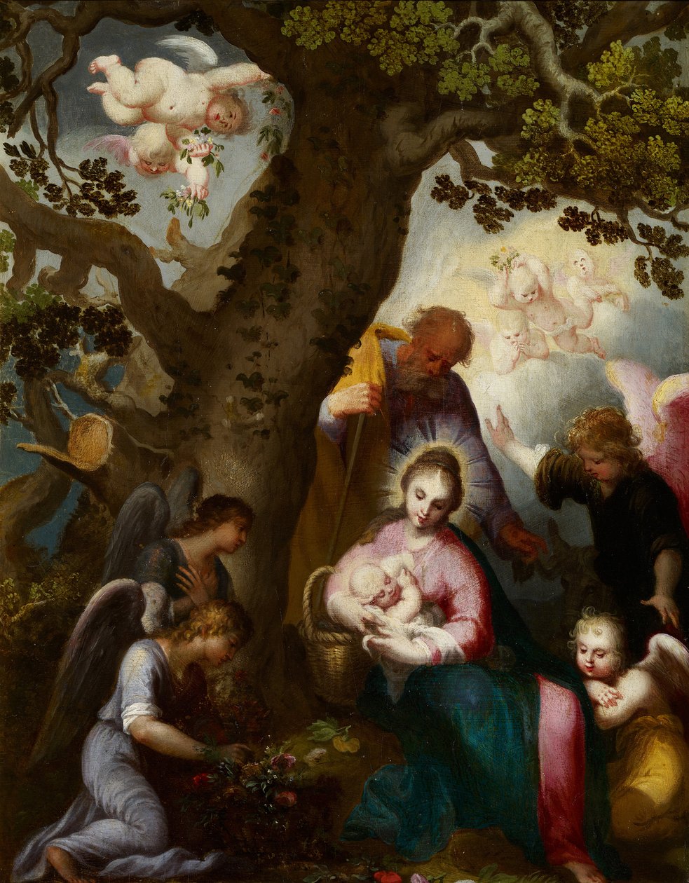A Fuga para o Egito - Bloemaert, Abraham (1566-1651) - Óleo sobre madeira - 46x35 - Museo Carmen Thyssen, Málaga de Abraham Bloemaert