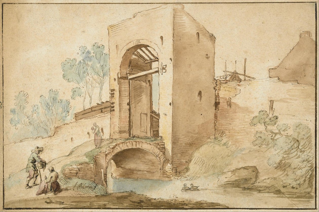 A porta de entrada para uma cidade de Abraham Bloemaert