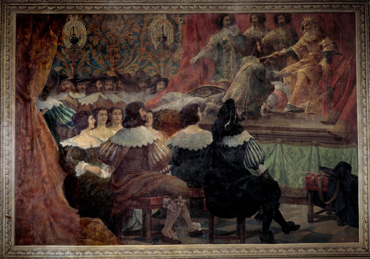 Uma representação teatral no século XVII no Chateau de Grosbois Pintura de Abraham Bosse (1602-1676) de Abraham Bosse