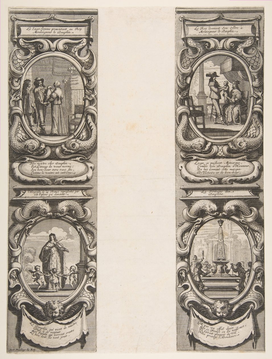 Almanach para 1639: Luís XIII e Ana da Áustria confiando o Reino e o Herdeiro Appa ..., 1638. de Abraham Bosse