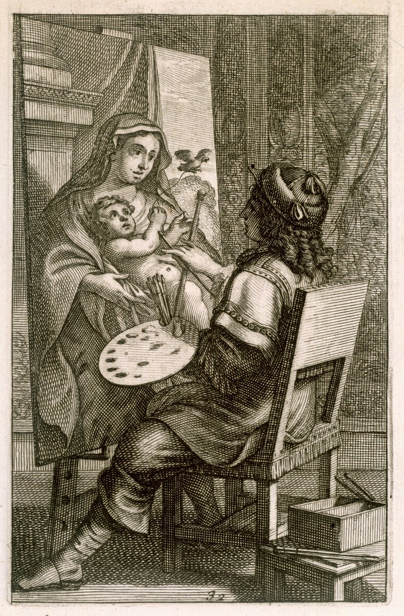 Artista no Trabalho, de &39;Recueil de Figures ..&39;, pub. Paris, 1737 de Abraham Bosse