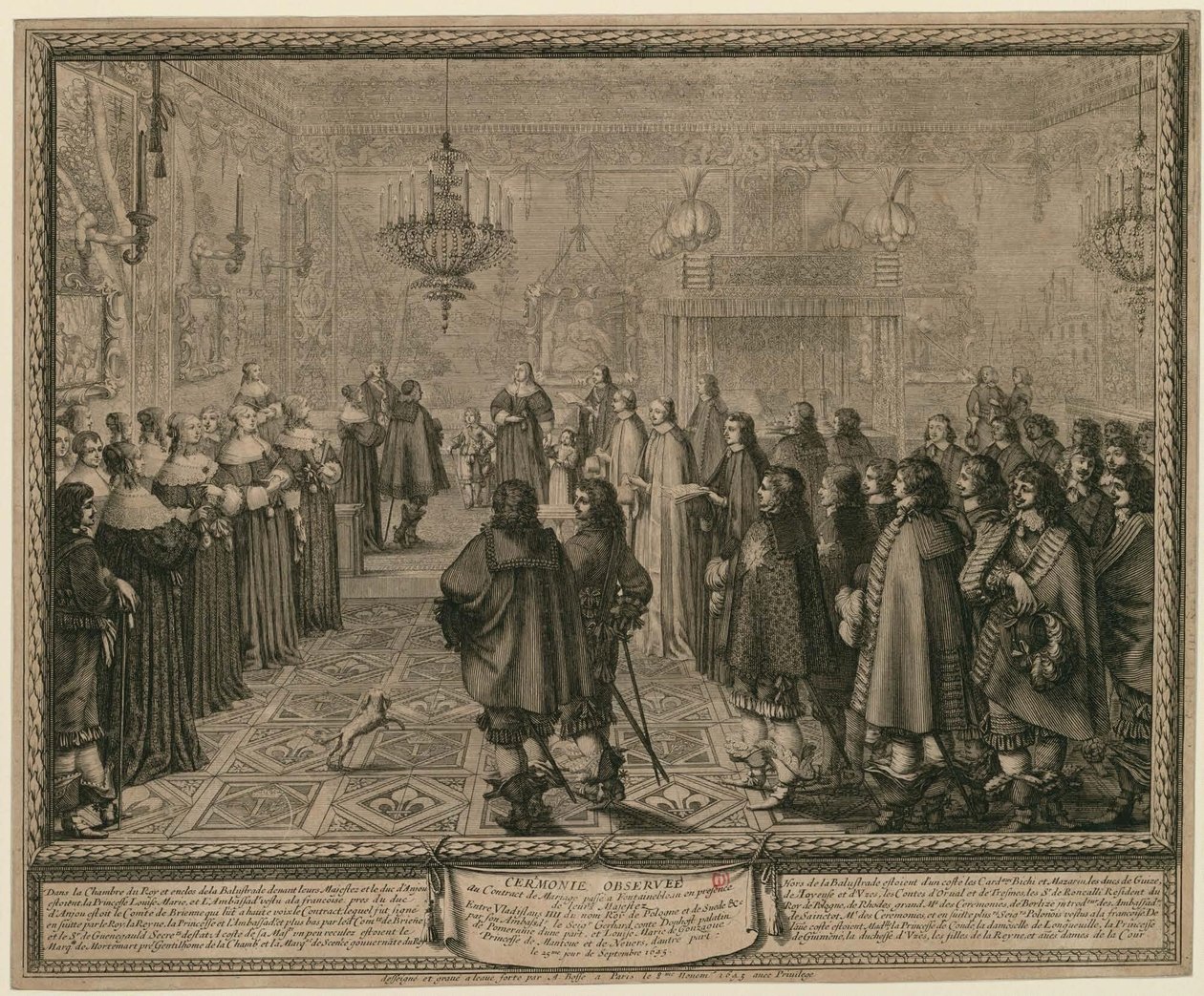 Cerimónia observada no contrato de casamento celebrado em Fontainebleau na presença das suas majestades entre Ladislau IV, rei da Polónia e da Suécia [...] de Abraham Bosse