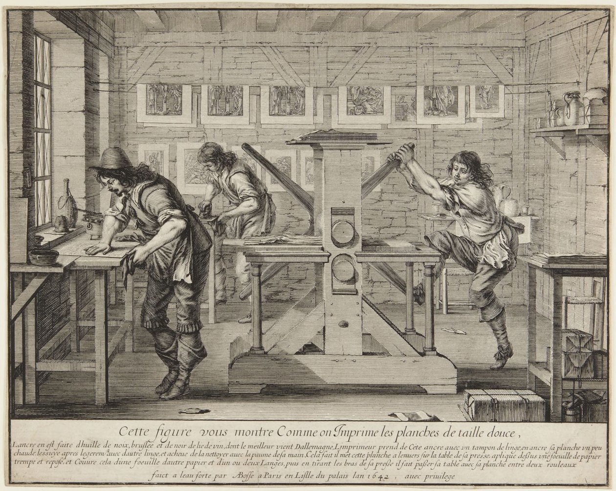 Esta figura mostra-lhe como se imprime... de Abraham Bosse