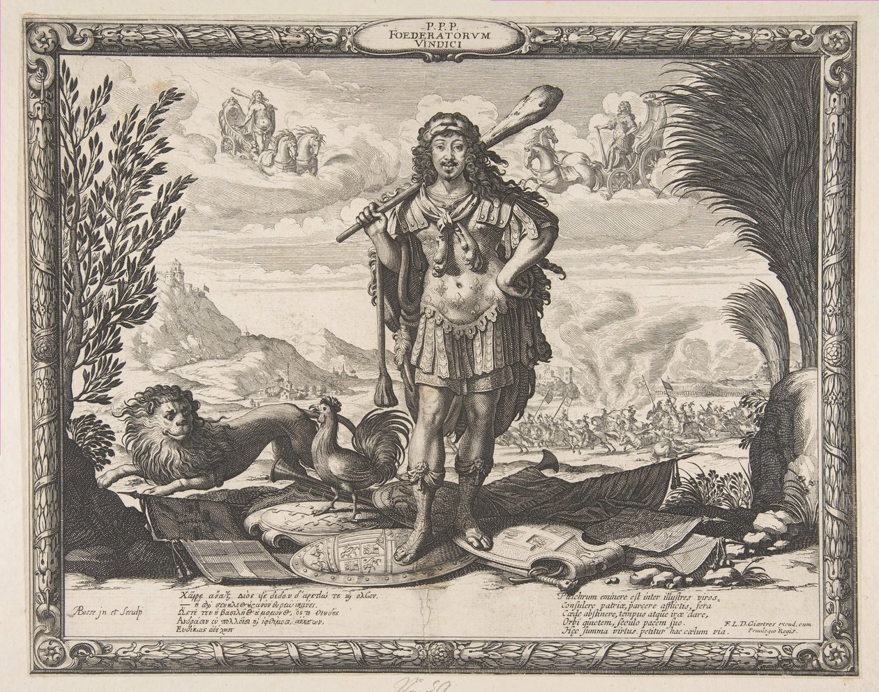 Declaração de Guerra à Espanha por Luís XIII: O Rei como Hércules, ca. 1635 de Abraham Bosse