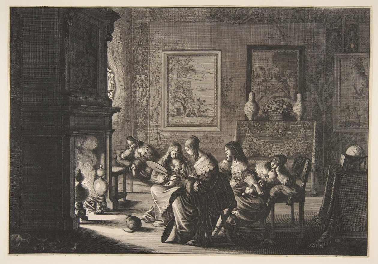 «Foolish Virgins Sleeping» (As virgens tolas dormem enquanto aguardam a chegada do noivo) de Abraham Bosse