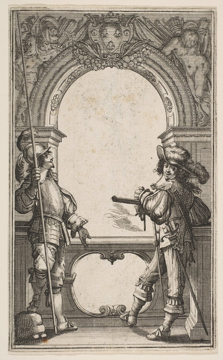 Frontispício de Les Gardes Françaises, 1632. de Abraham Bosse